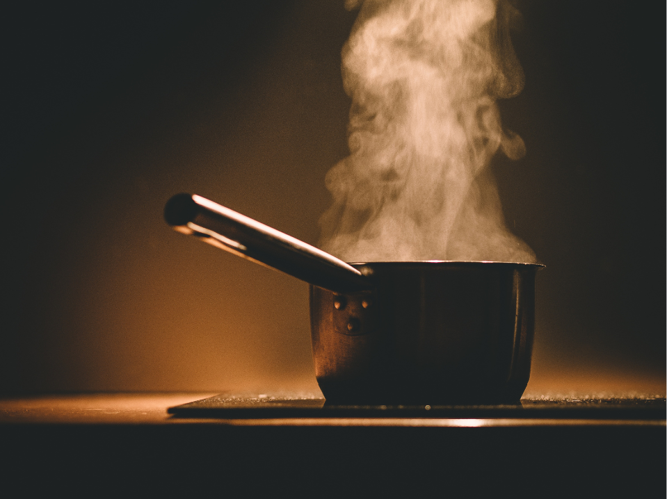 Boiling pan on a stove