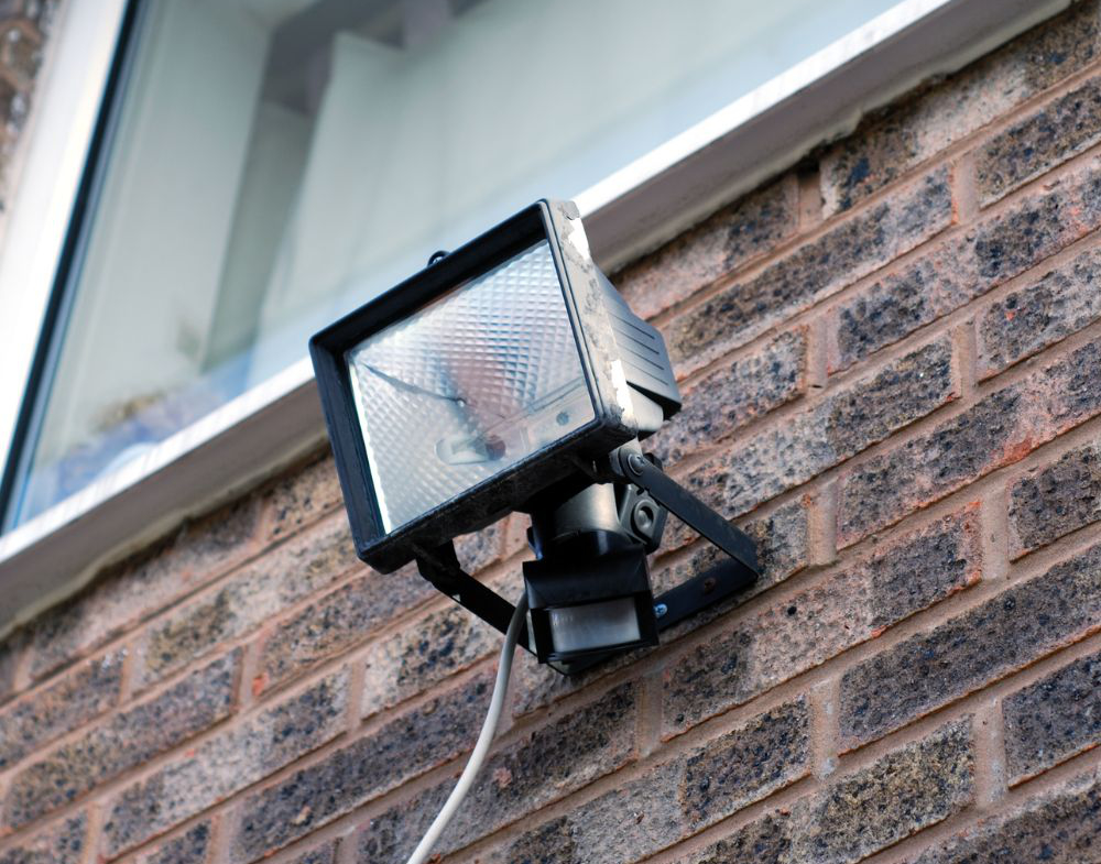 Security lighting on an office wall